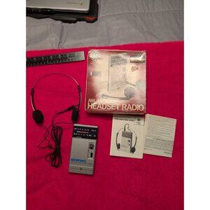 Vintage GE 7-1600 AM/FM Stereo Headset Radio 1985 w/ Box Manual Headphones WORKS